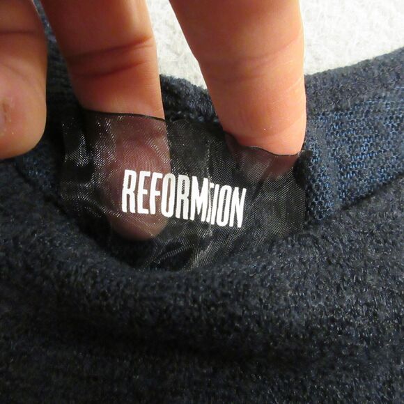 Reformation Womens‎ Crewneck Sweater size S Blue Flare Hem Pullover - Picture 2 of 11